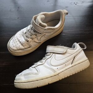 Nike Court Borough Low 2 Triple White Sneaker Shoes Youth Little Kid Size 12C